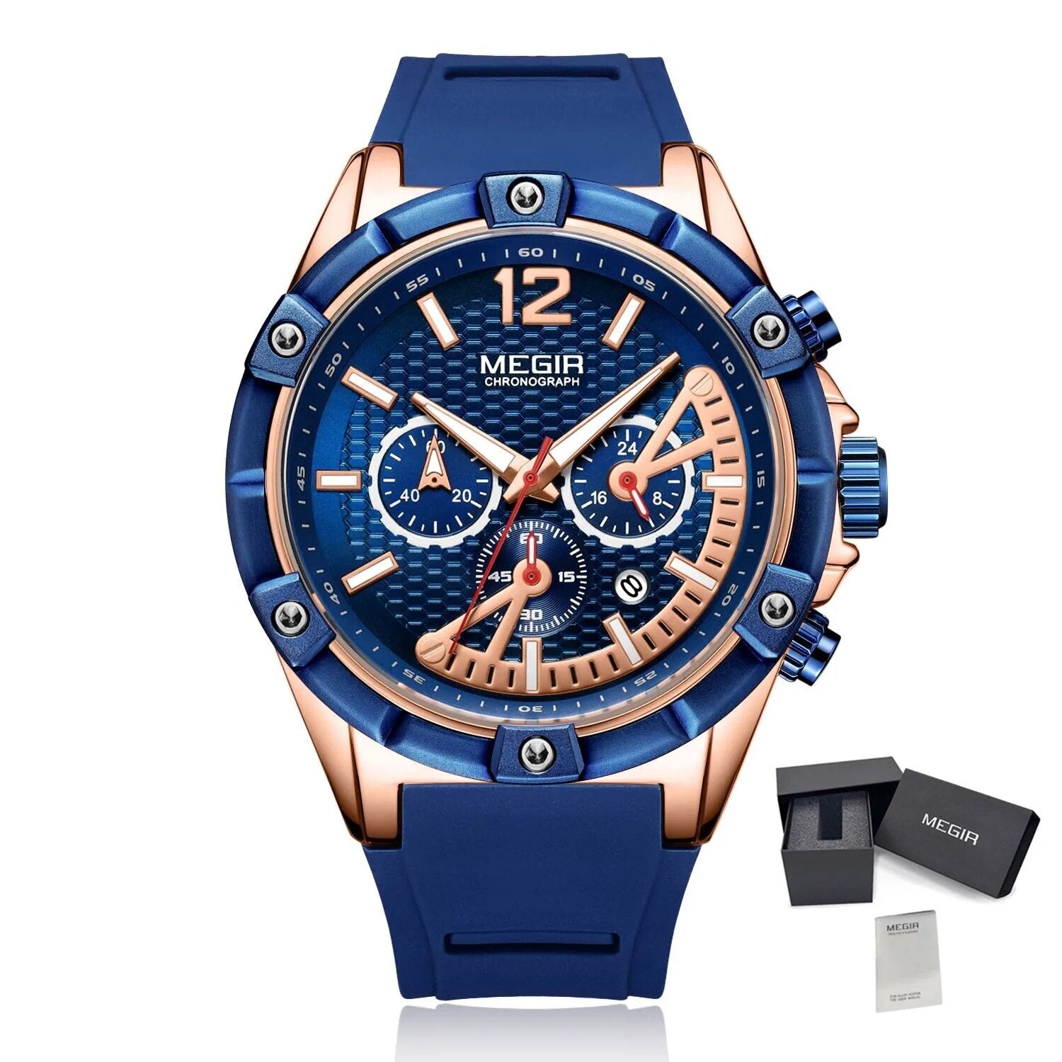 MEGIR Fashion Mens Watches Top Brand Luxury Silicone Sport Military Watch Chronograph Date Waterproof Wristwatch Male Clock 2083