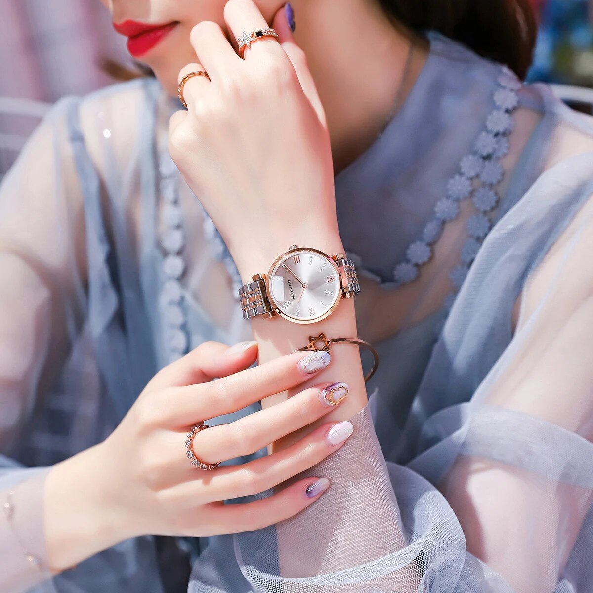 Fashion Ladies Watch Women 2021 New Rose Gold Dress Quartz Watches Luxury Diamond Wristwatches Relogio Feminino Bracelet Clock