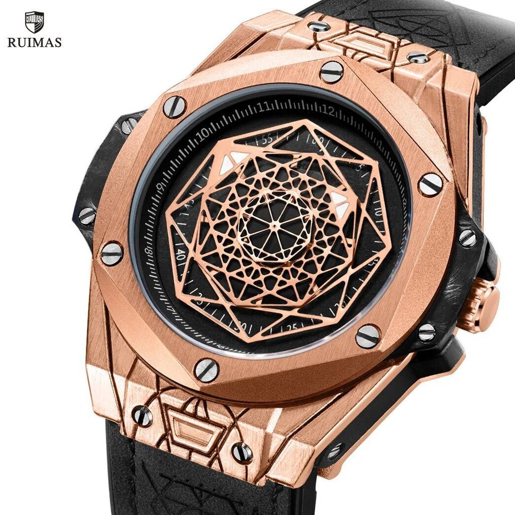 RUIMAS Men's Watches Fashion Sport Quartz Watch for Men Reloj Hombre Leather Belt Wrist Watch Waterproof Casual Clock 533