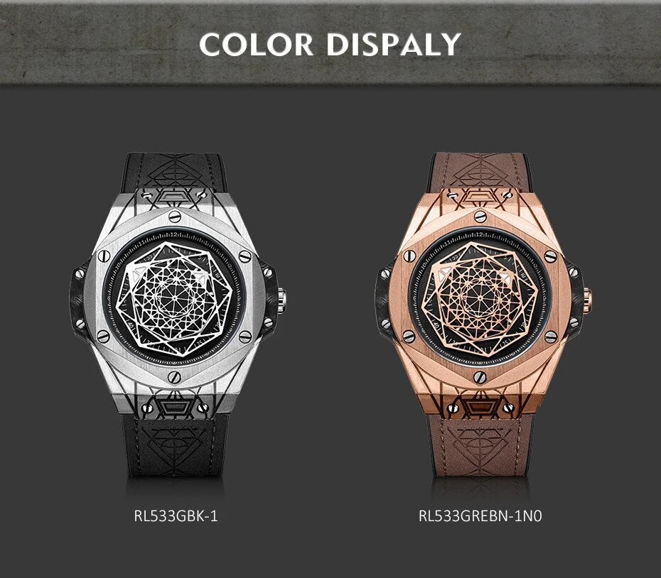 RUIMAS Men's Watches Fashion Sport Quartz Watch for Men Reloj Hombre Leather Belt Wrist Watch Waterproof Casual Clock 533