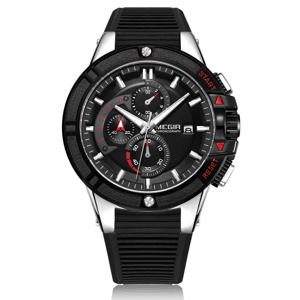 MEGIR Watches for Men Chronograph Fashion Luxury Sports Watches Silicone Strap Waterproof Calendar Quartz Man Clock Wristwatch