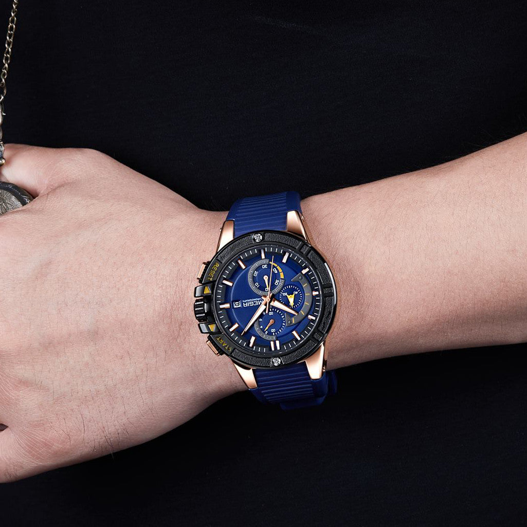 MEGIR Watches for Men Chronograph Fashion Luxury Sports Watches Silicone Strap Waterproof Calendar Quartz Man Clock Wristwatch