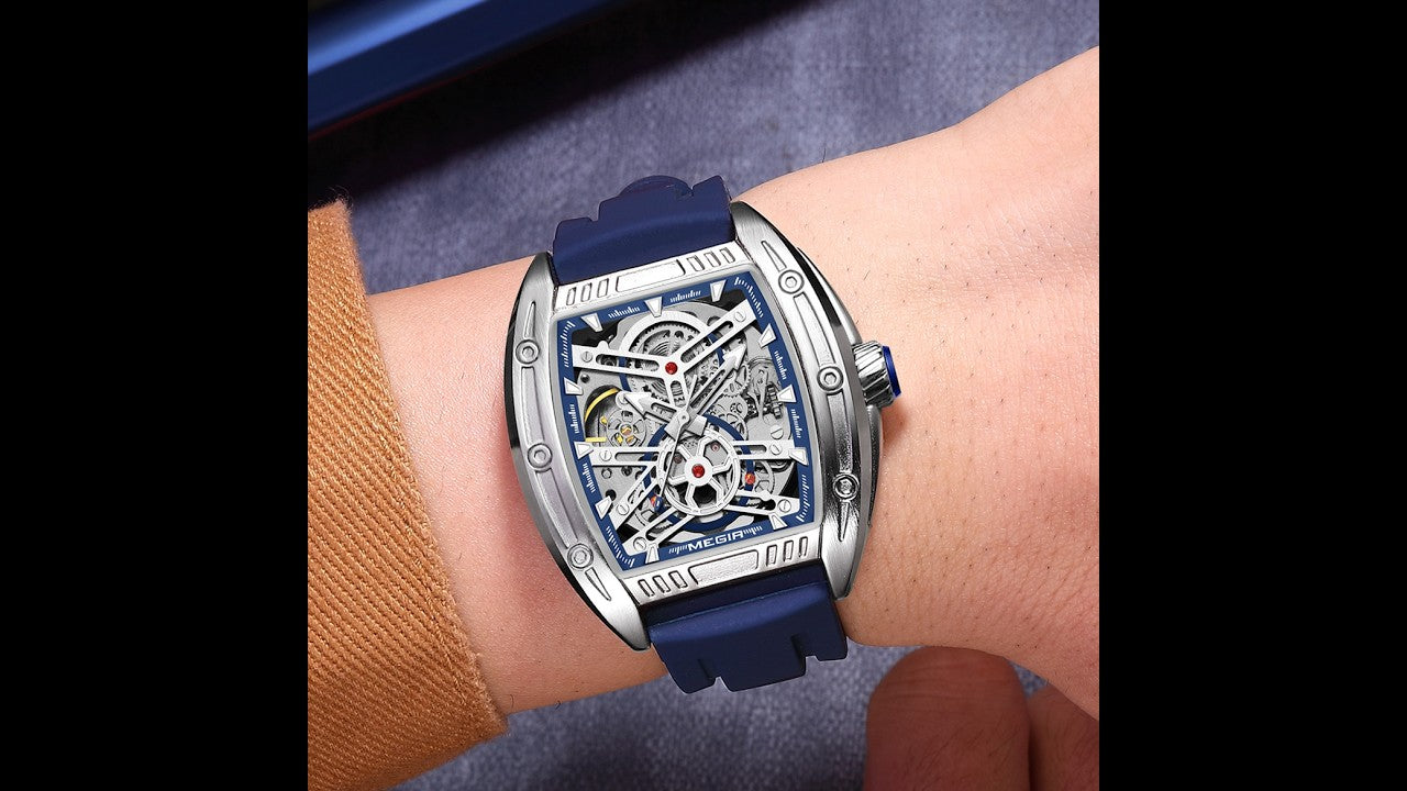 MEGIR Original Luxury Sport Watch for Men Silicone Band Automatic Mechanical Movement WristWatches Luminous Clock Reloj Hombre 8601