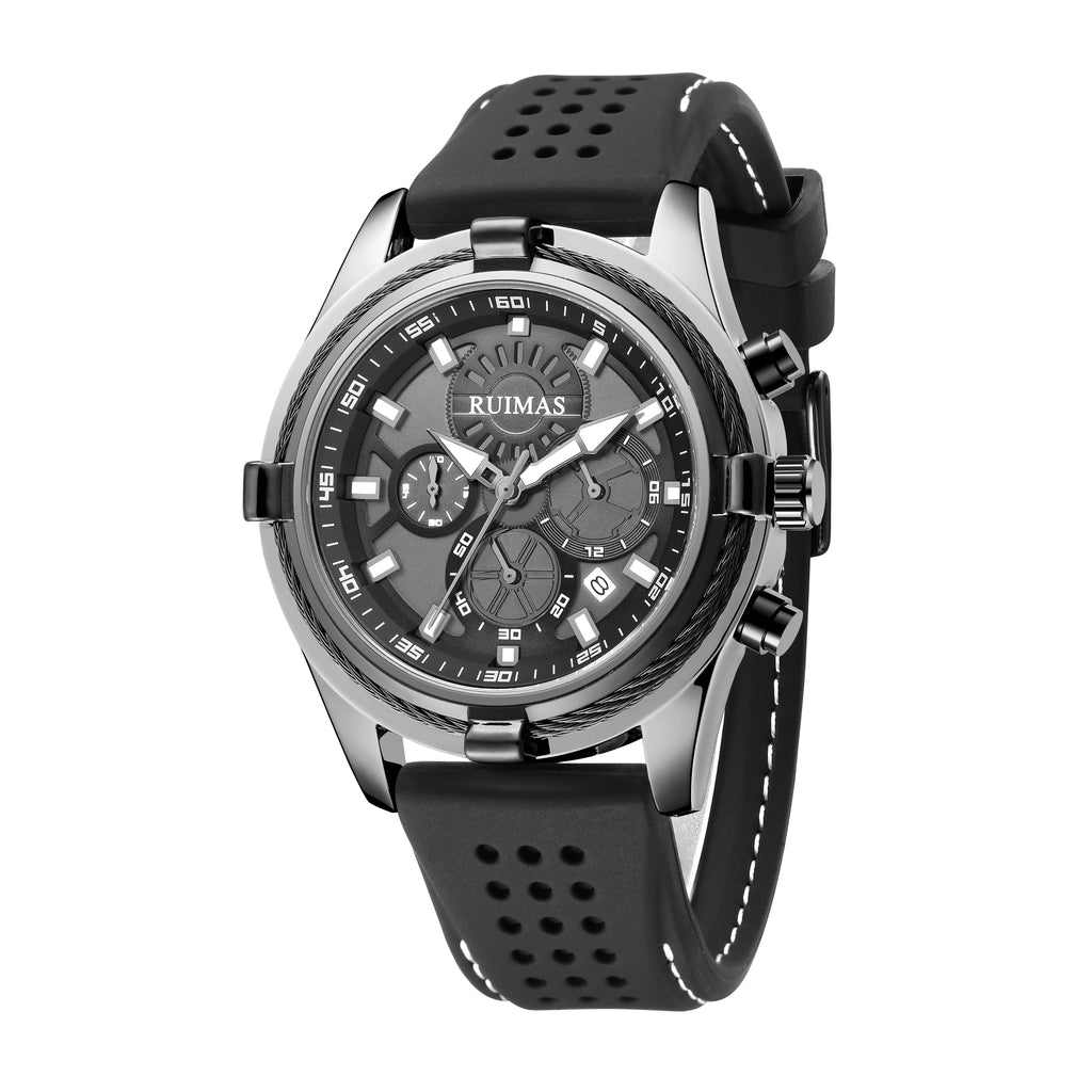 RUIMAS Top Luxury Quartz Wristwatches Men Silicone Large Dial  Military Sports Watches Waterproof Luminous Date Reloj Hombre