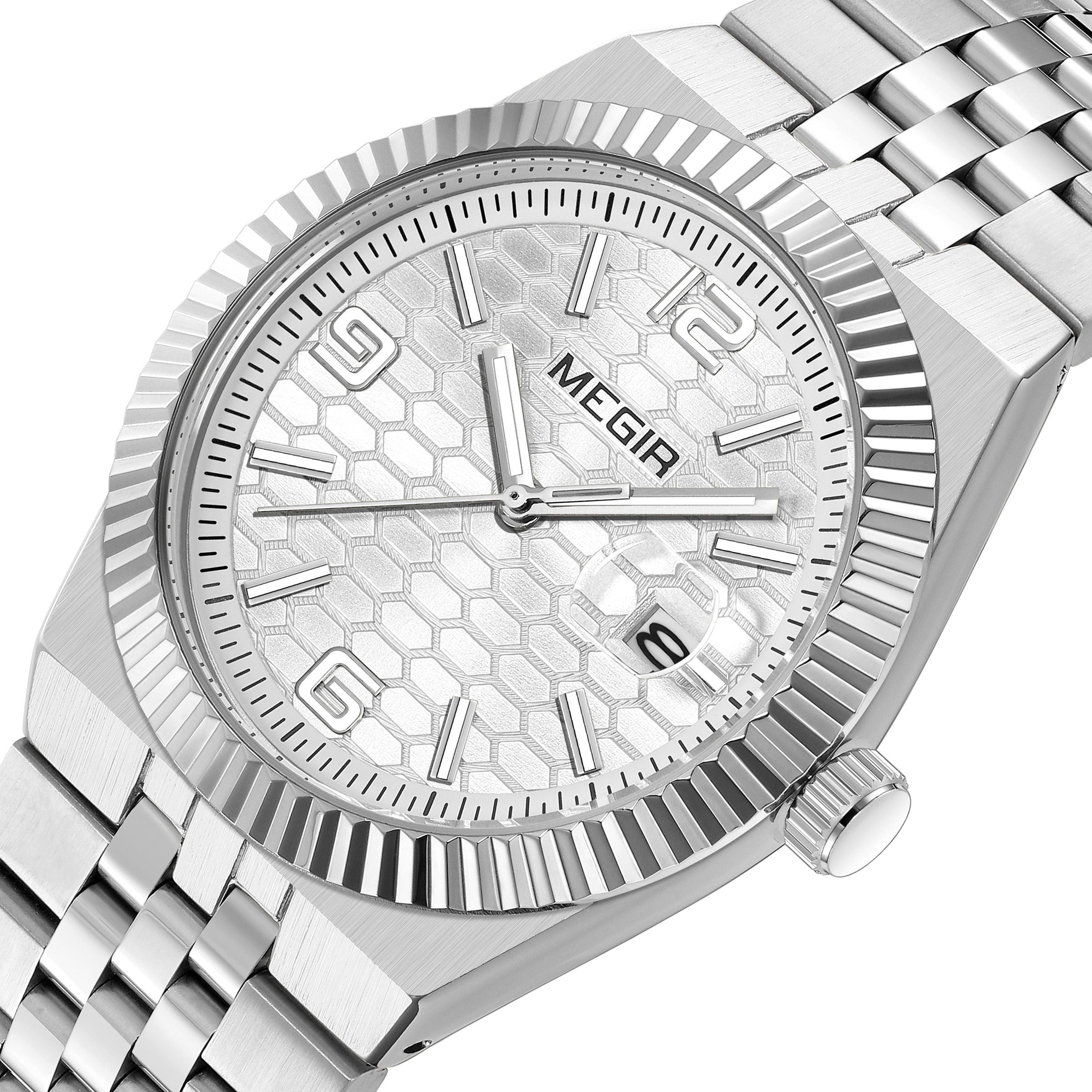 MEGIR Original Men Business Leisure Watches Stainless Steel Bracelet Quartz Wristwatch Waterproof Luminous Date Clock Reloj Hombre 1101