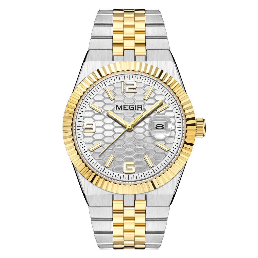 MEGIR Original Men Business Leisure Watches Stainless Steel Bracelet Quartz Wristwatch Waterproof Luminous Date Clock Reloj Hombre 1101
