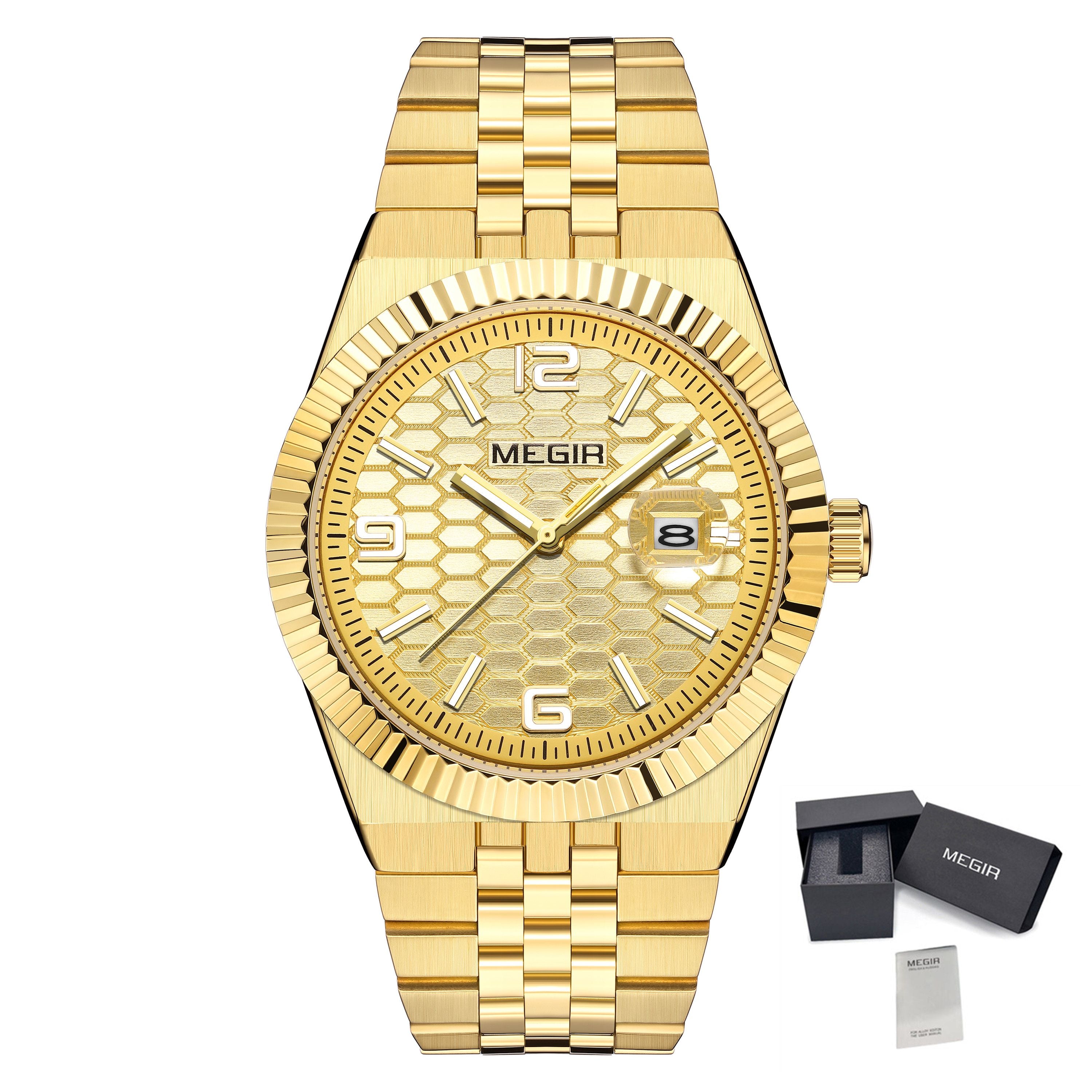 MEGIR Original Men Business Leisure Watches Stainless Steel Bracelet Quartz Wristwatch Waterproof Luminous Date Clock Reloj Hombre 1101