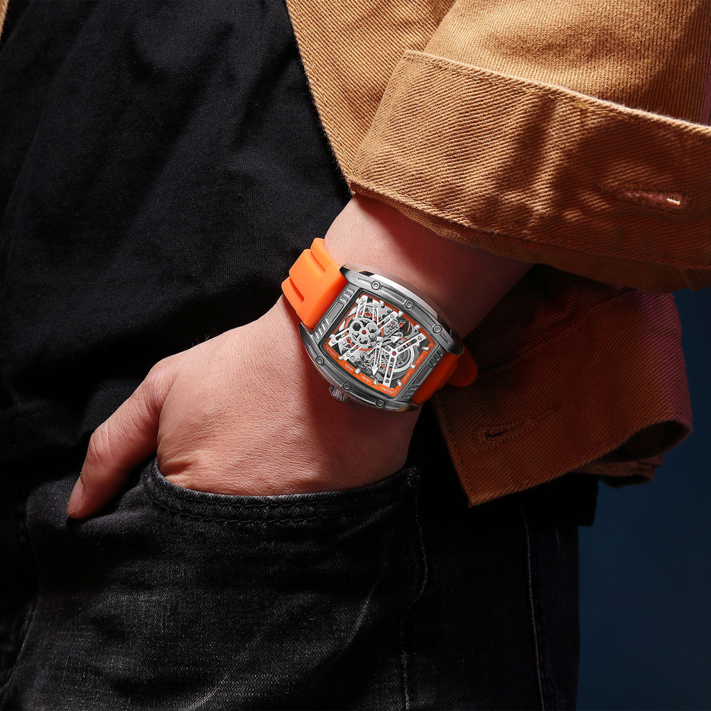 MEGIR Original Luxury Sport Watch for Men Silicone Band Automatic Mechanical Movement WristWatches Luminous Clock Reloj Hombre 8601