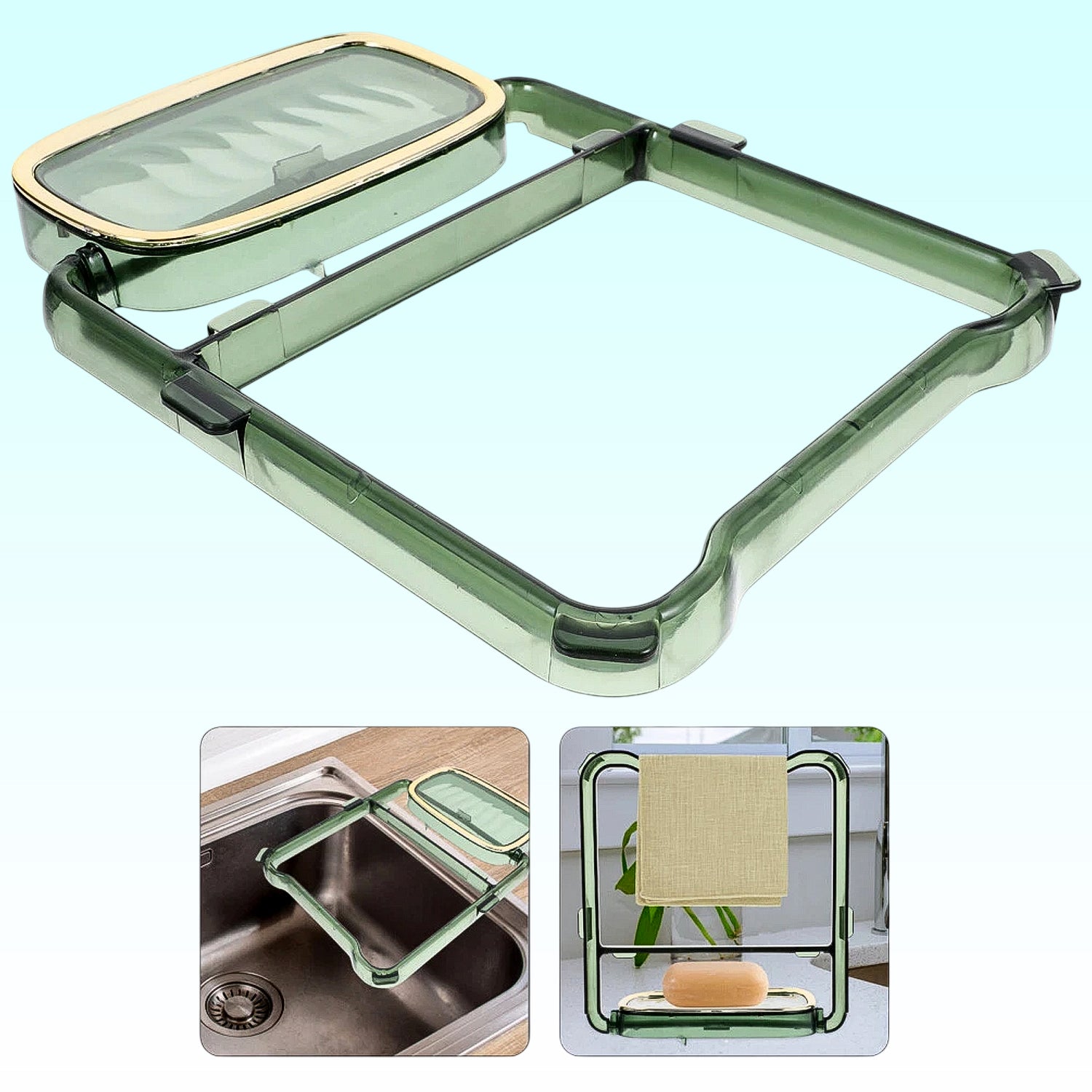 2-in-1 Self-adhesive Towel Hanger  Soap Holder Stand (1 Pc)