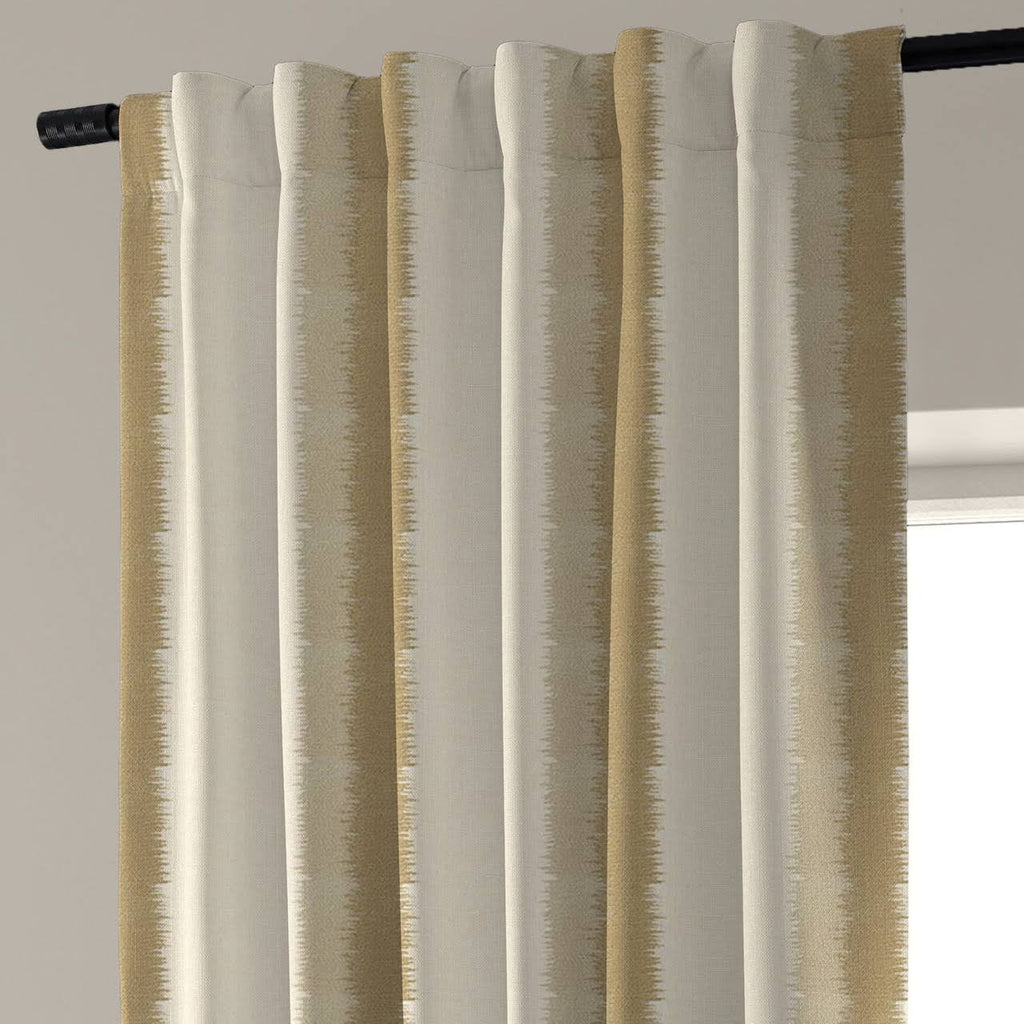 Off-White & Beige Stripe Pure Linen Curtains UK - Neutral Home Style - Standard & Made to Measure