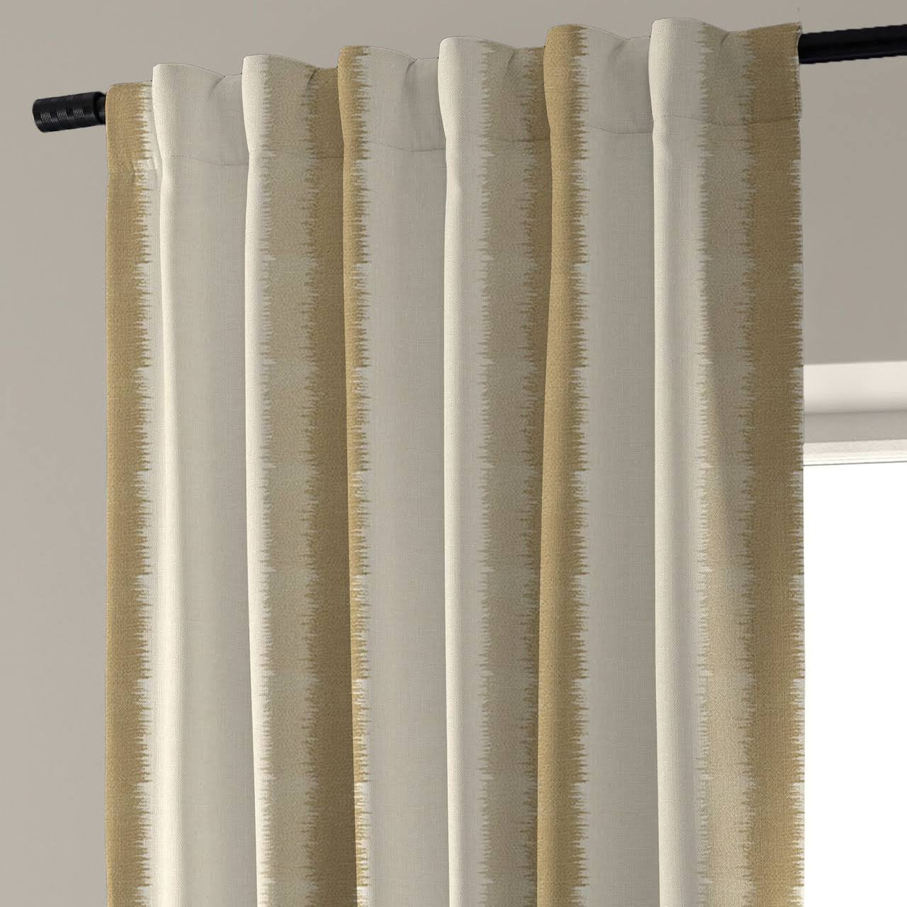 Off-White & Beige Stripe Pure Linen Curtains UK - Neutral Home Style - Standard & Made to Measure