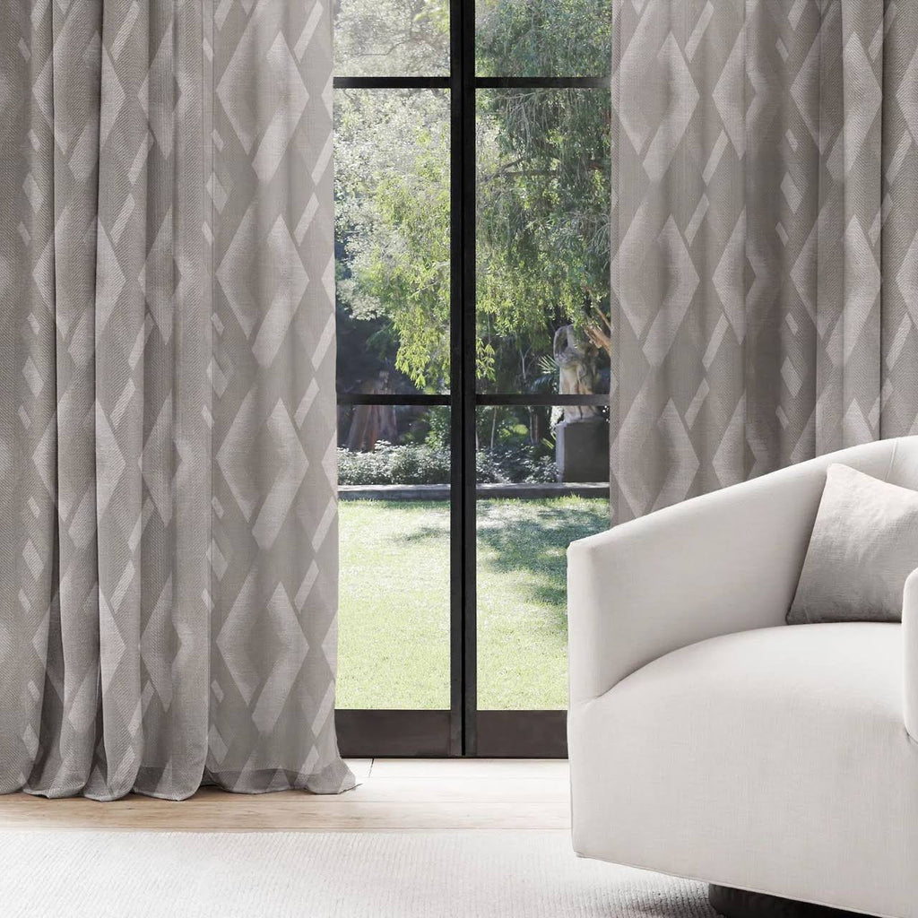 Geometric Rhombus Pure Linen Curtains | Pinch Pleat & Euro Pleats | Standard & Custom Sizes