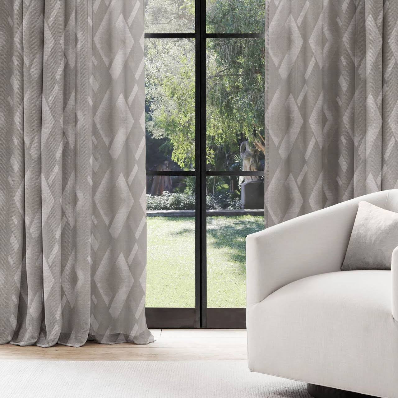 Geometric Rhombus Pure Linen Curtains | Pinch Pleat & Euro Pleats | Standard & Custom Sizes