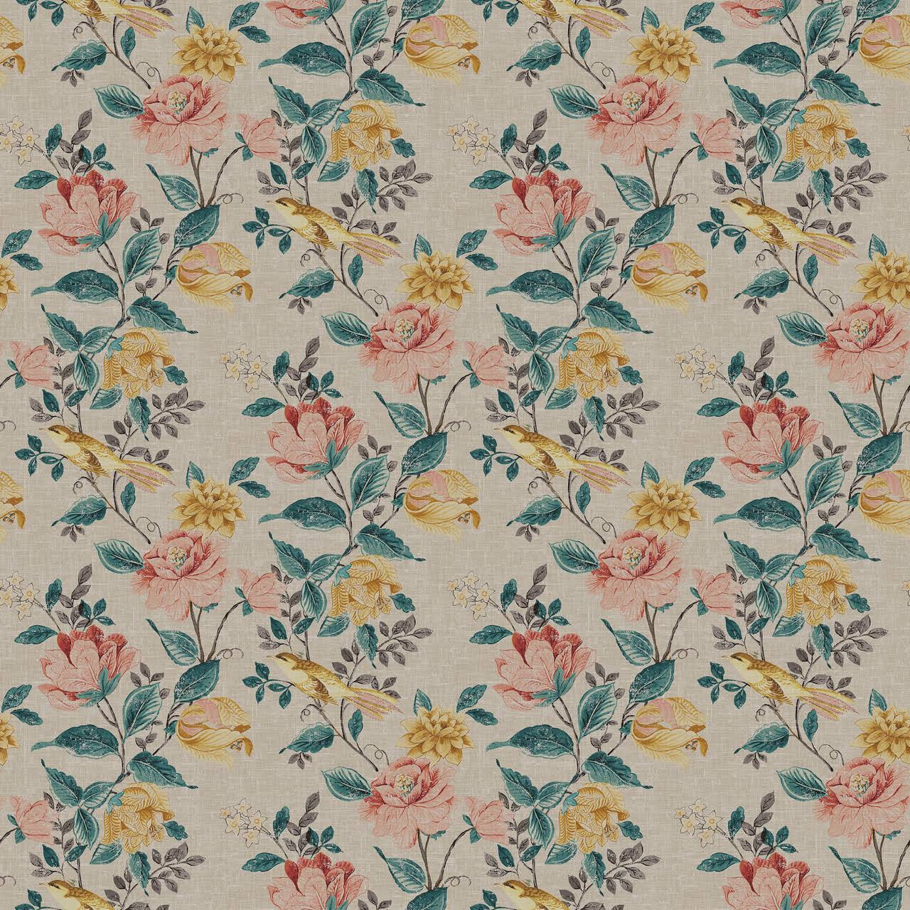 Bird & Floral Print Curtains | Organic Cotton Linen | Blackout/Light Filtering | Made to Measure | Eyelet, Rod Pocket & More