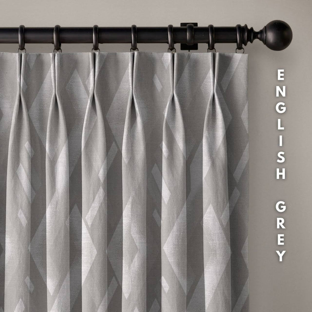 Geometric Rhombus Pure Linen Curtains | Pinch Pleat & Euro Pleats | Standard & Custom Sizes
