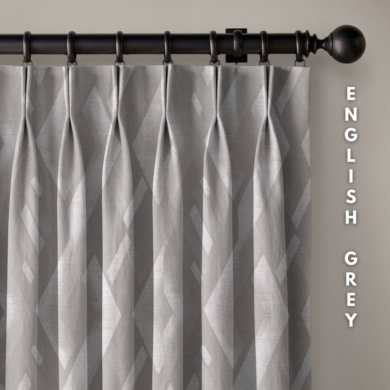 Geometric Rhombus Pure Linen Curtains | Pinch Pleat & Euro Pleats | Standard & Custom Sizes